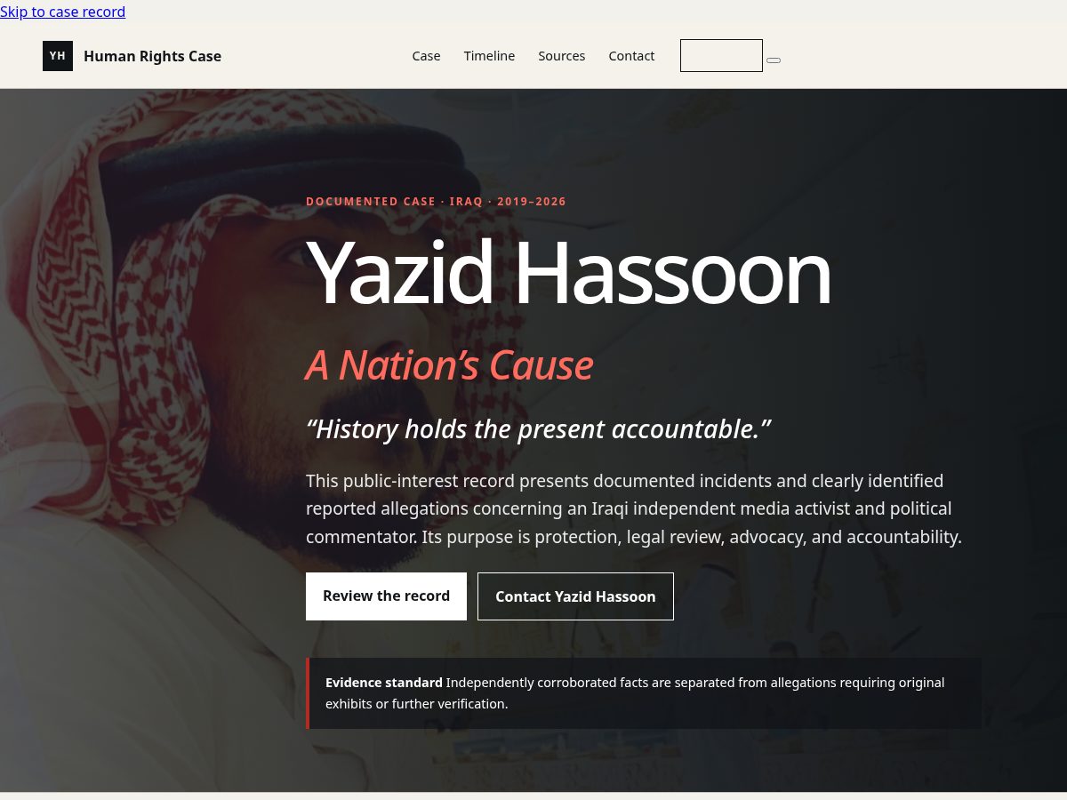 Landing-page snapshot of yazidhassoon.org