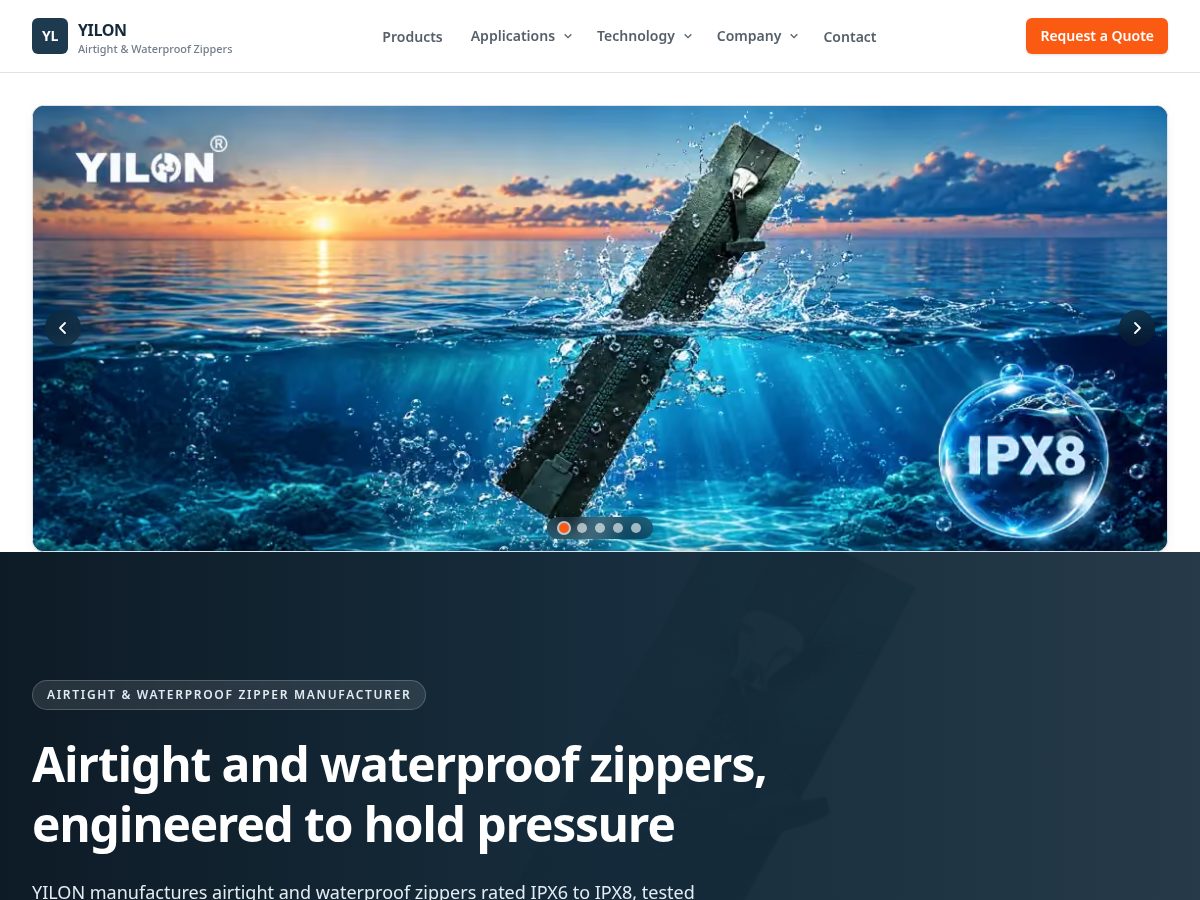 Landing-page snapshot of yilonzipper.com