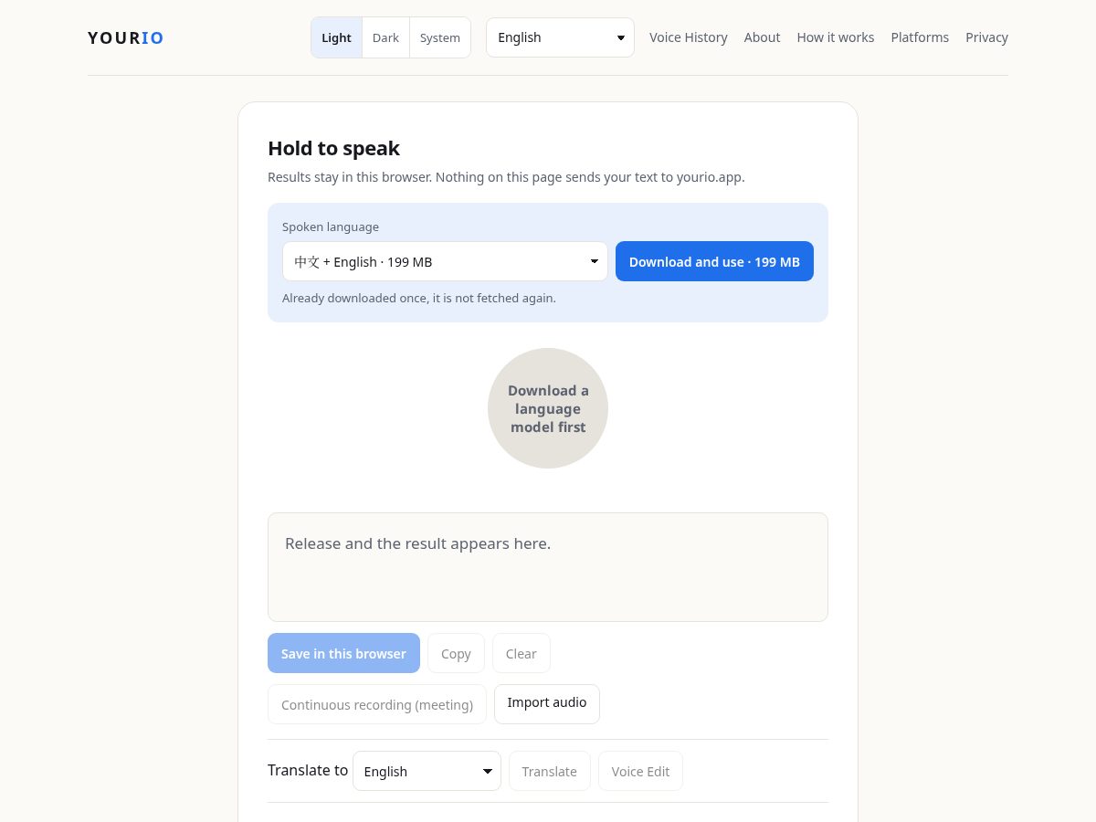 Landing-page snapshot of yourio.app