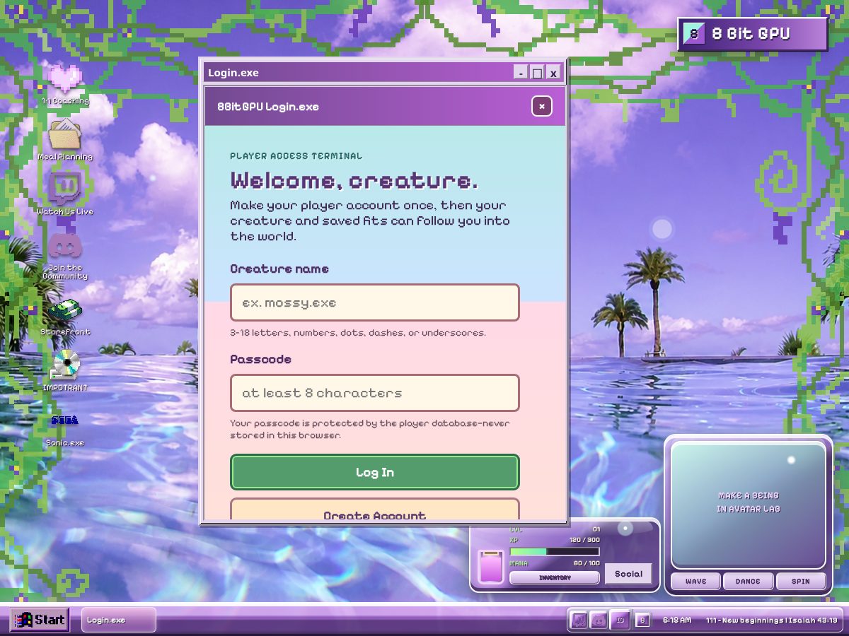 Landing-page snapshot of 8bitgpu.world