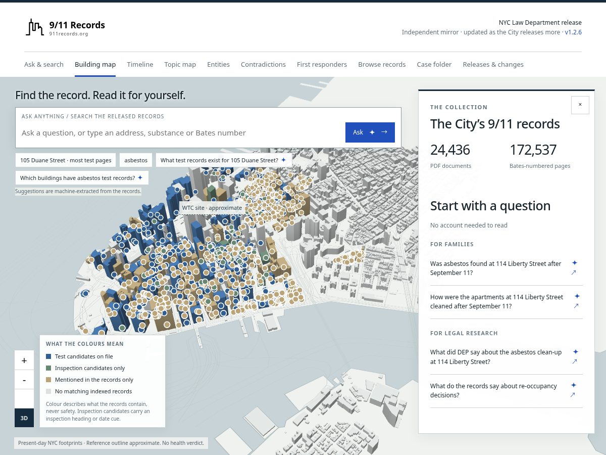 Landing-page snapshot of 911records.org