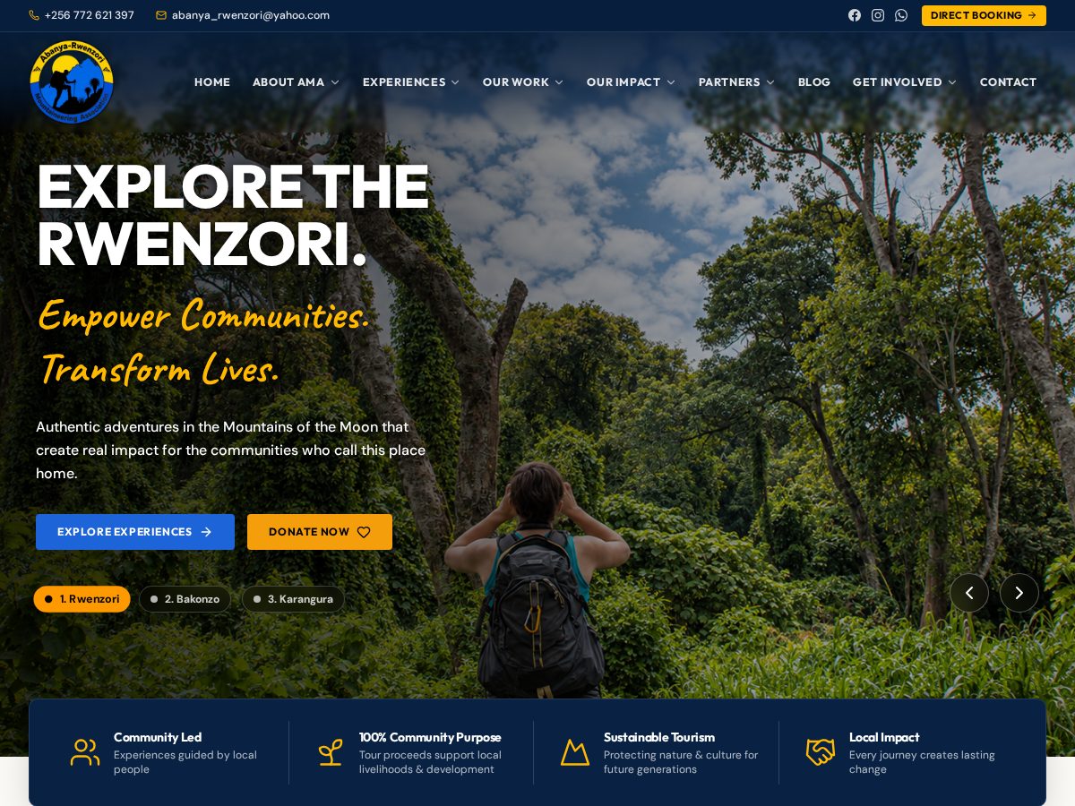 Landing-page snapshot of abanyarwenzoritours.com
