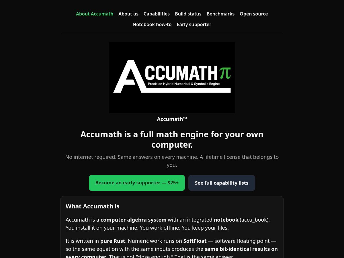 Landing-page snapshot of accumath.net