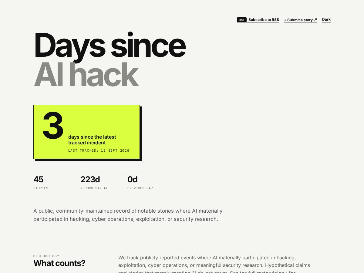 Landing-page snapshot of aihackwatch.com