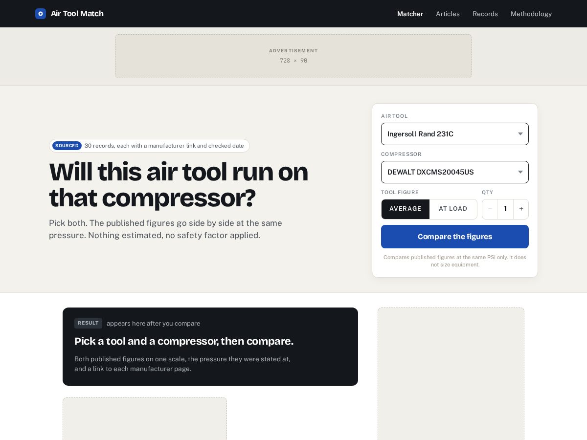 Landing-page snapshot of airtoolmatch.com
