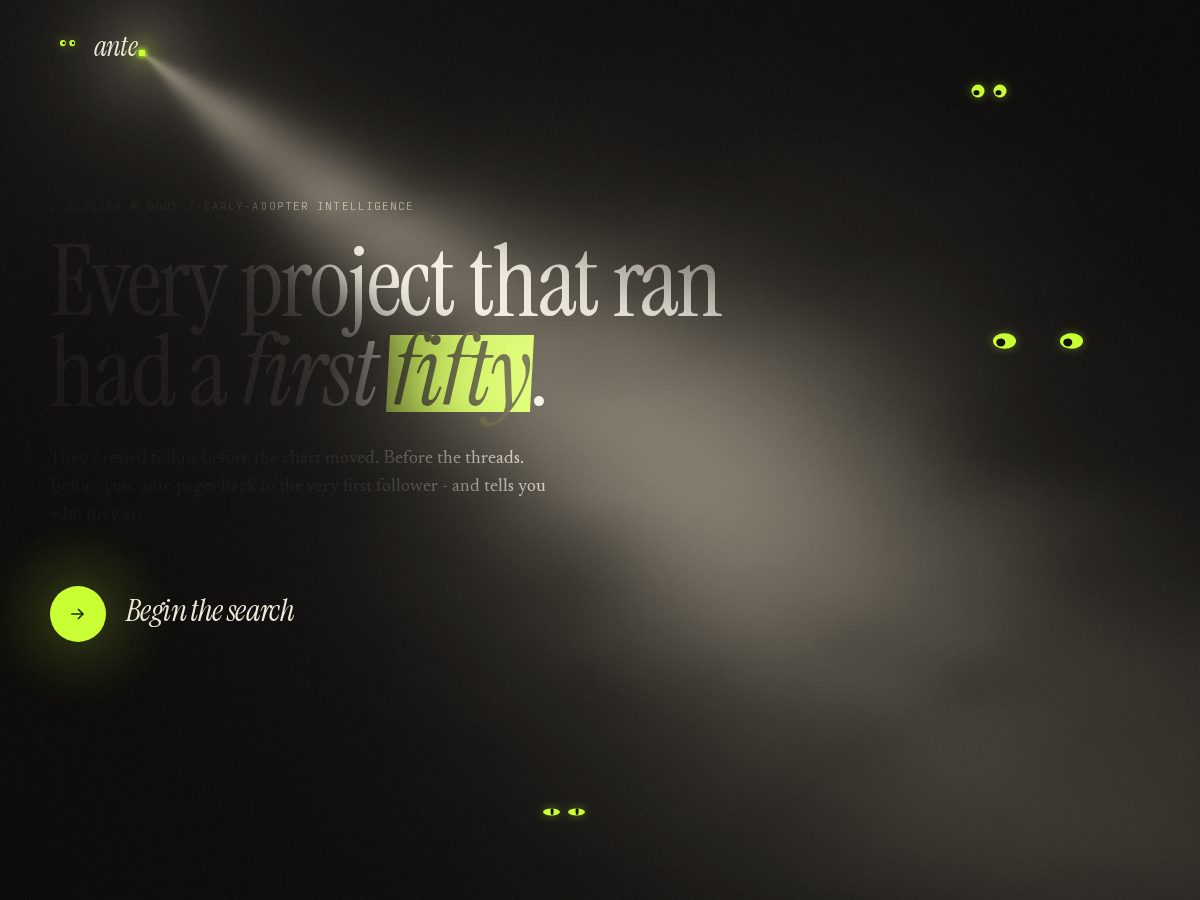 Landing-page snapshot of ante.watch