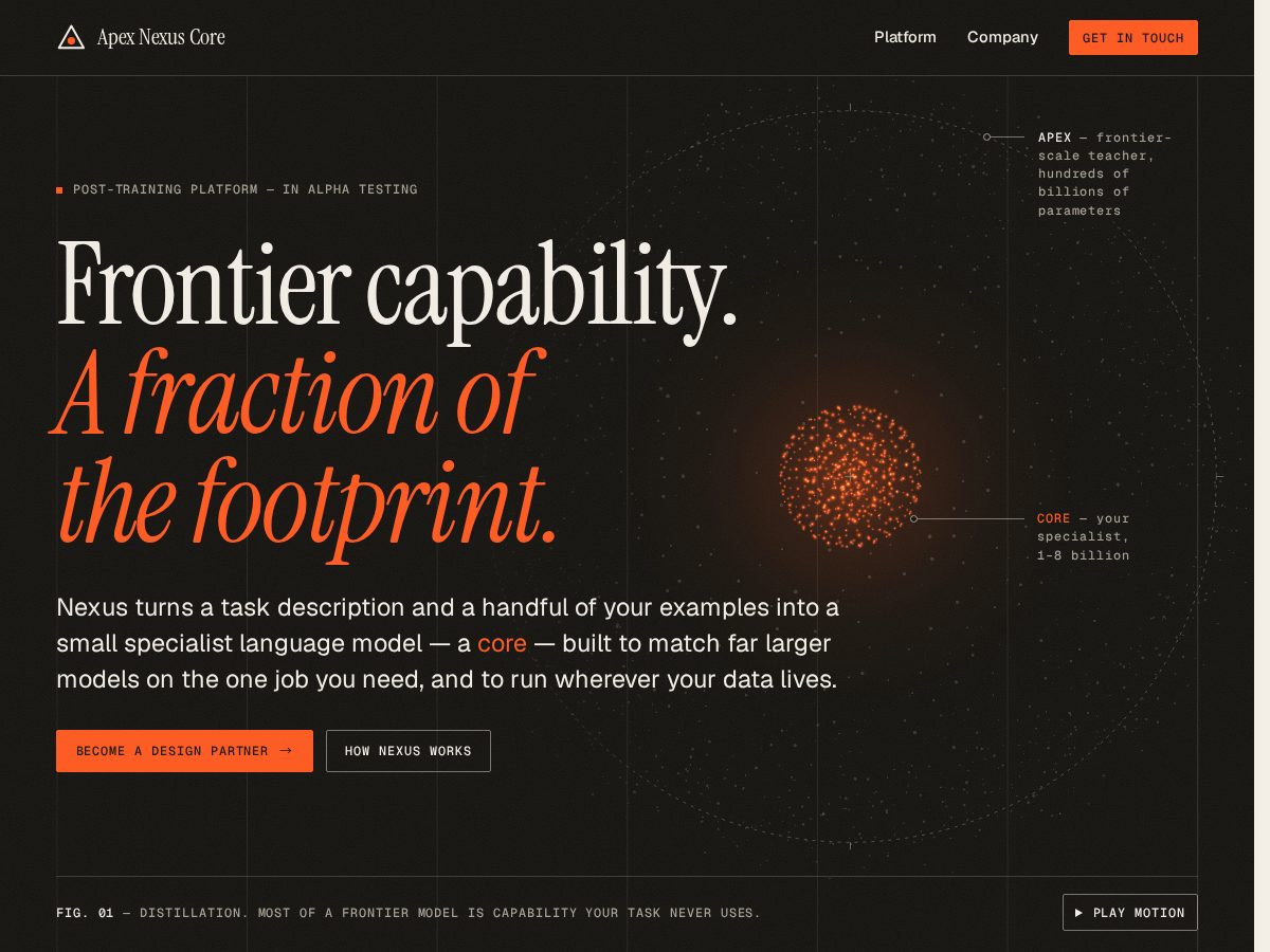 Landing-page snapshot of apex.nexus