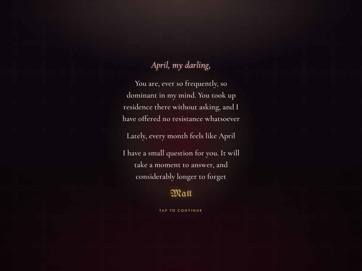 Landing-page snapshot of aprilmydarling.com