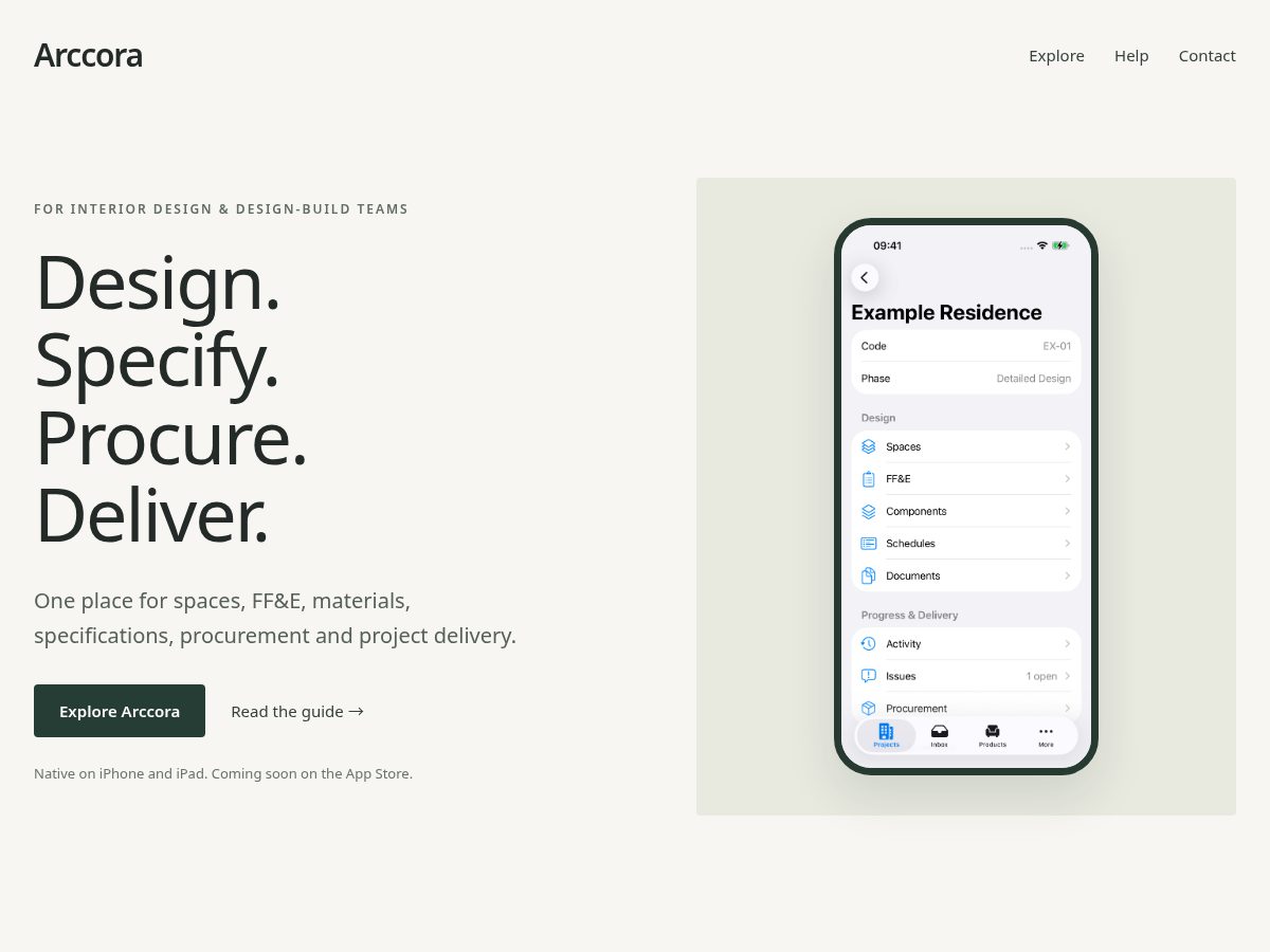 Landing-page snapshot of arccora.com