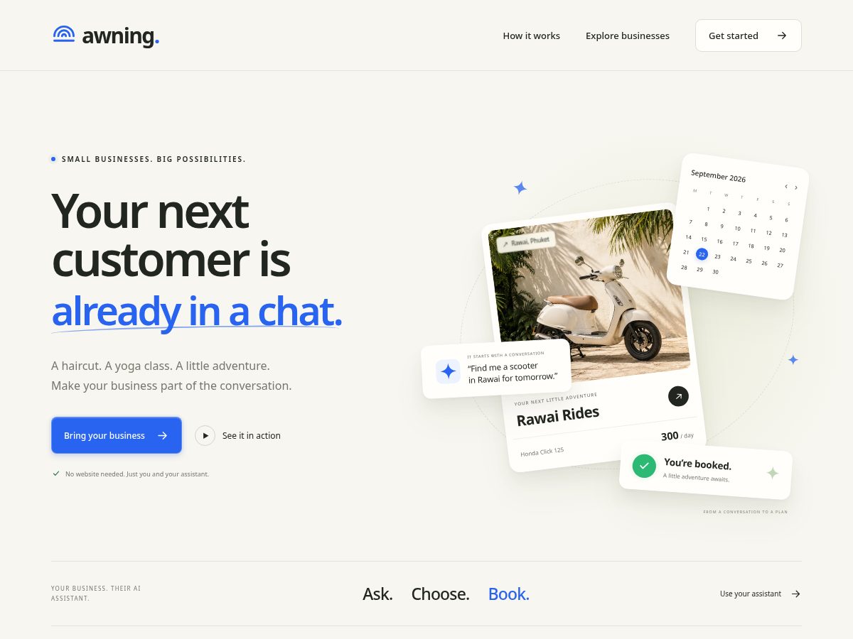 Landing-page snapshot of awning.help