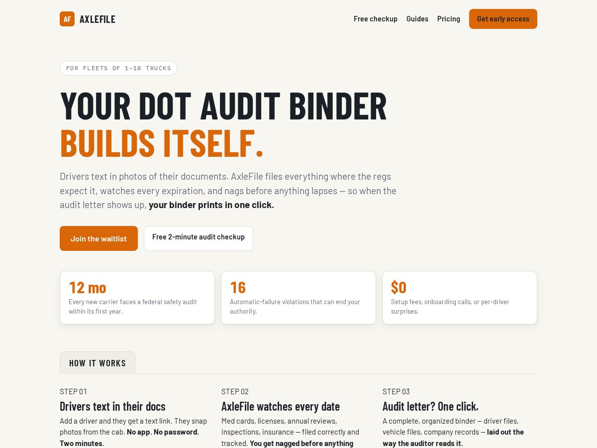 Landing-page snapshot of axlefile.com