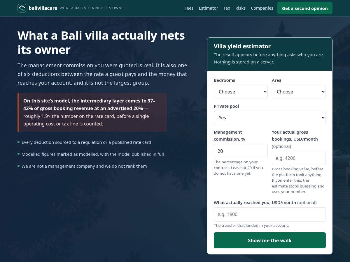Landing-page snapshot of balivillacare.com