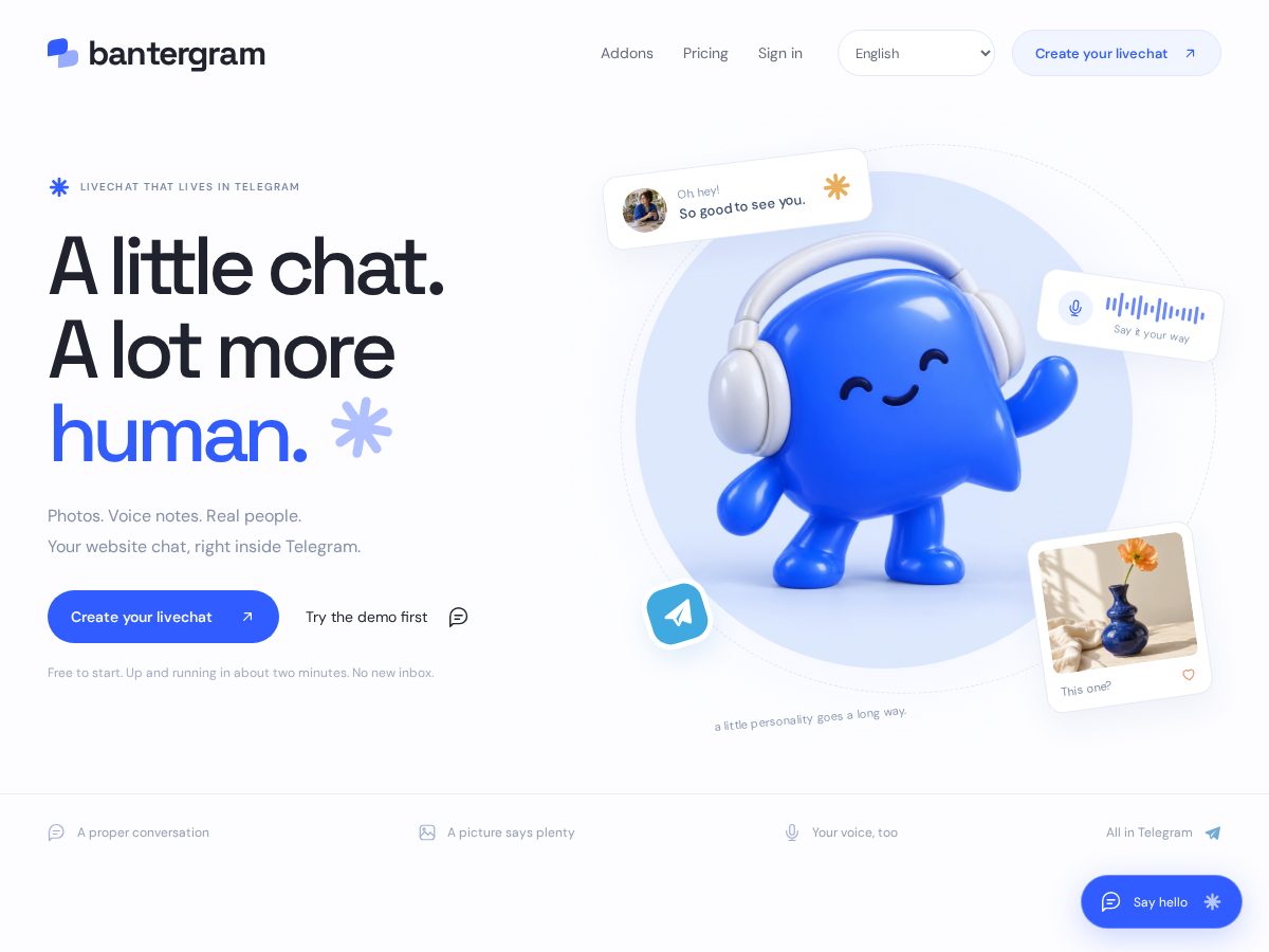 Landing-page snapshot of bantergram.com