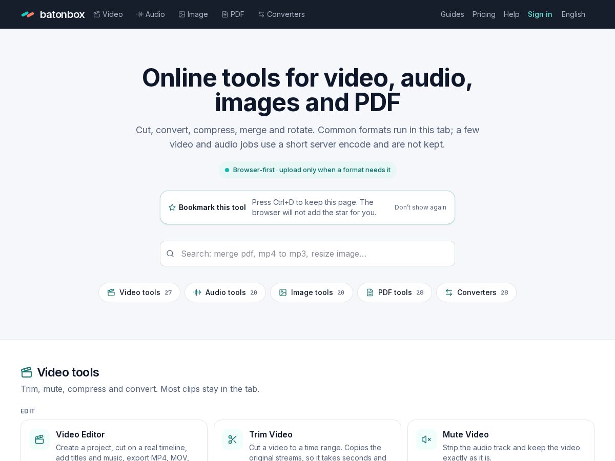 Landing-page snapshot of batonbox.com