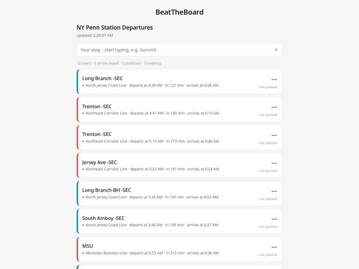 Landing-page snapshot of beattheboard.net