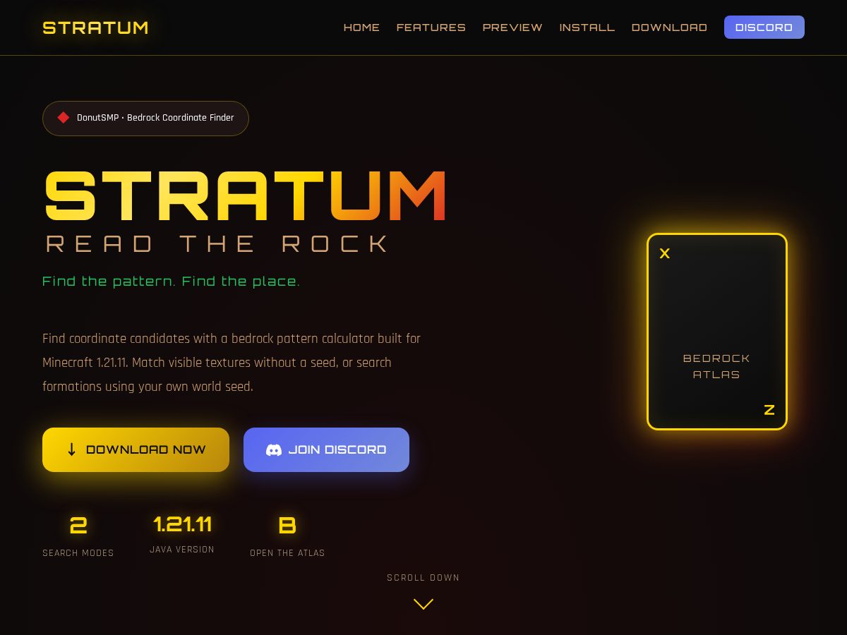 Landing-page snapshot of bedrockpattern.online