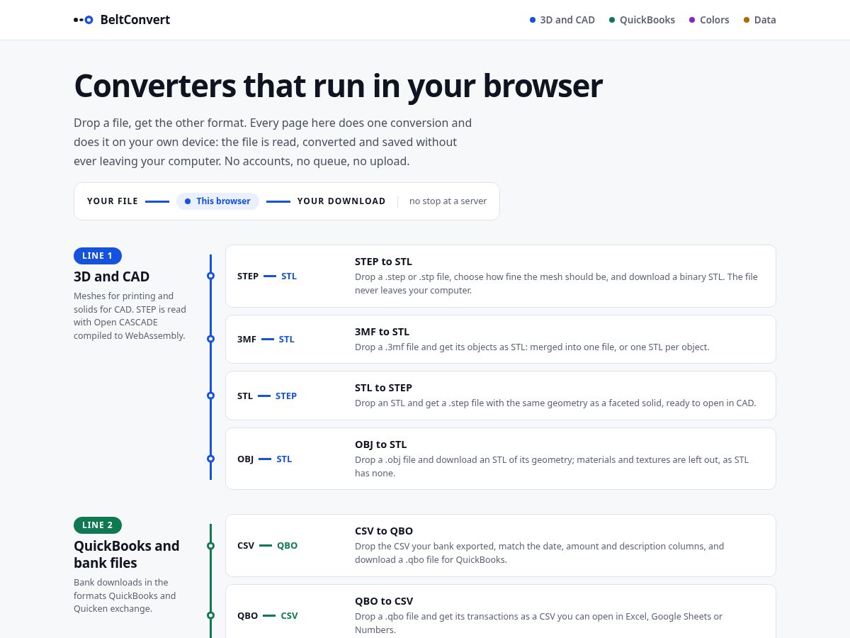 Landing-page snapshot of beltconvert.com