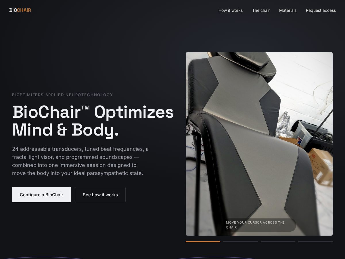 Landing-page snapshot of biochair.net
