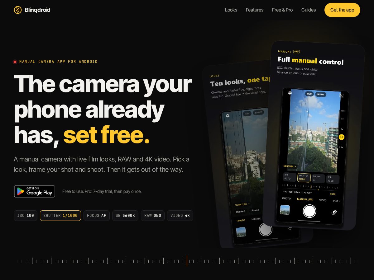 Landing-page snapshot of blinqdroid.com
