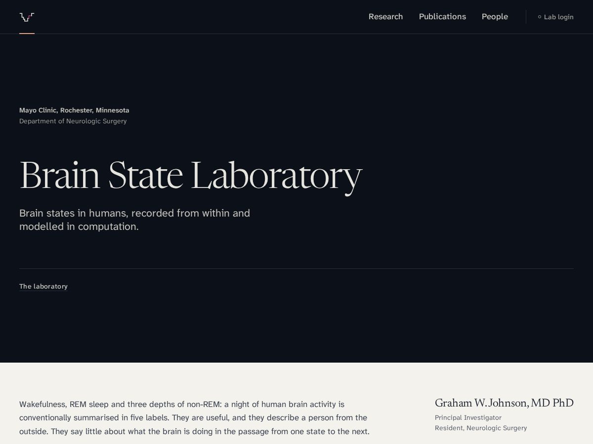 Landing-page snapshot of brainstatelaboratory.com