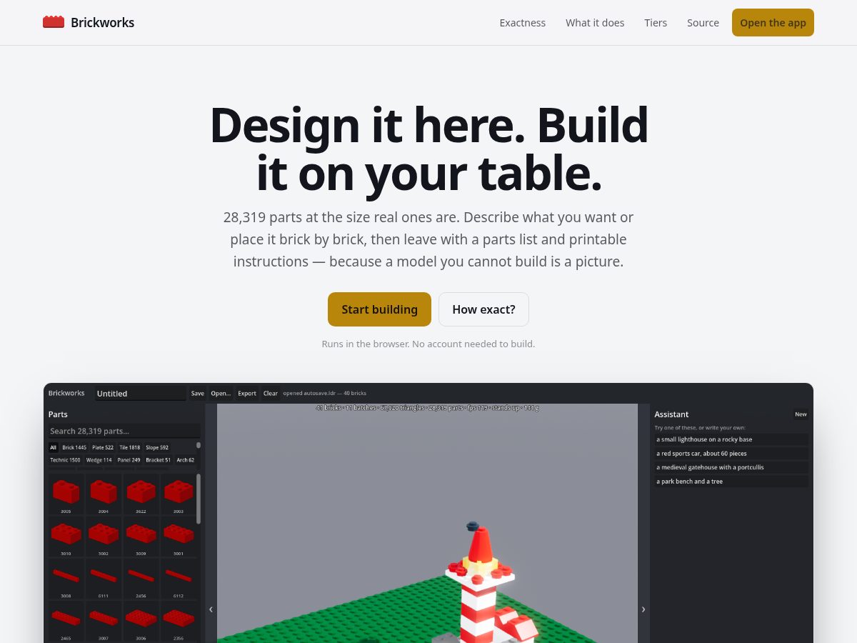 Landing-page snapshot of brickworks.diy