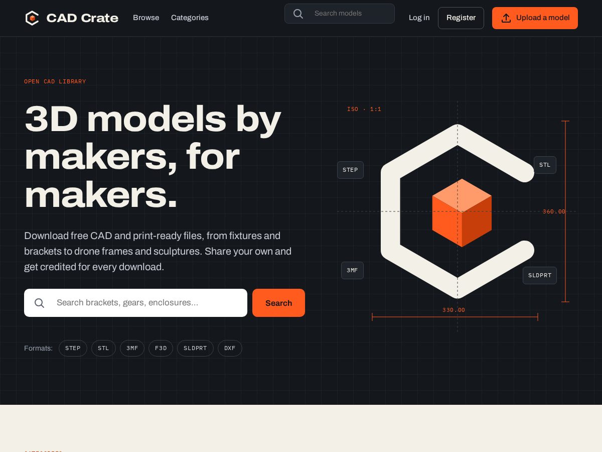 Landing-page snapshot of cadcrate.com
