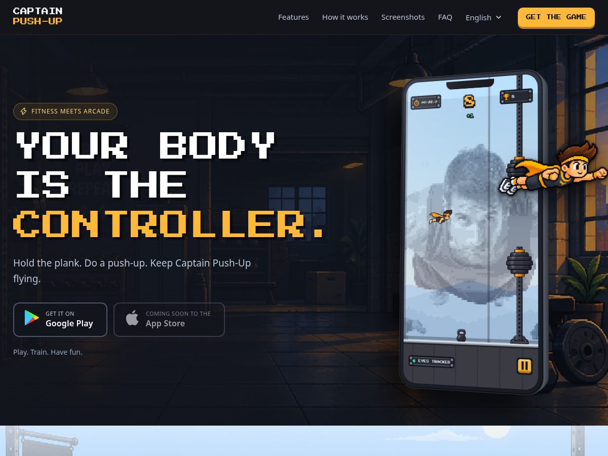 Landing-page snapshot of captainpushup.com