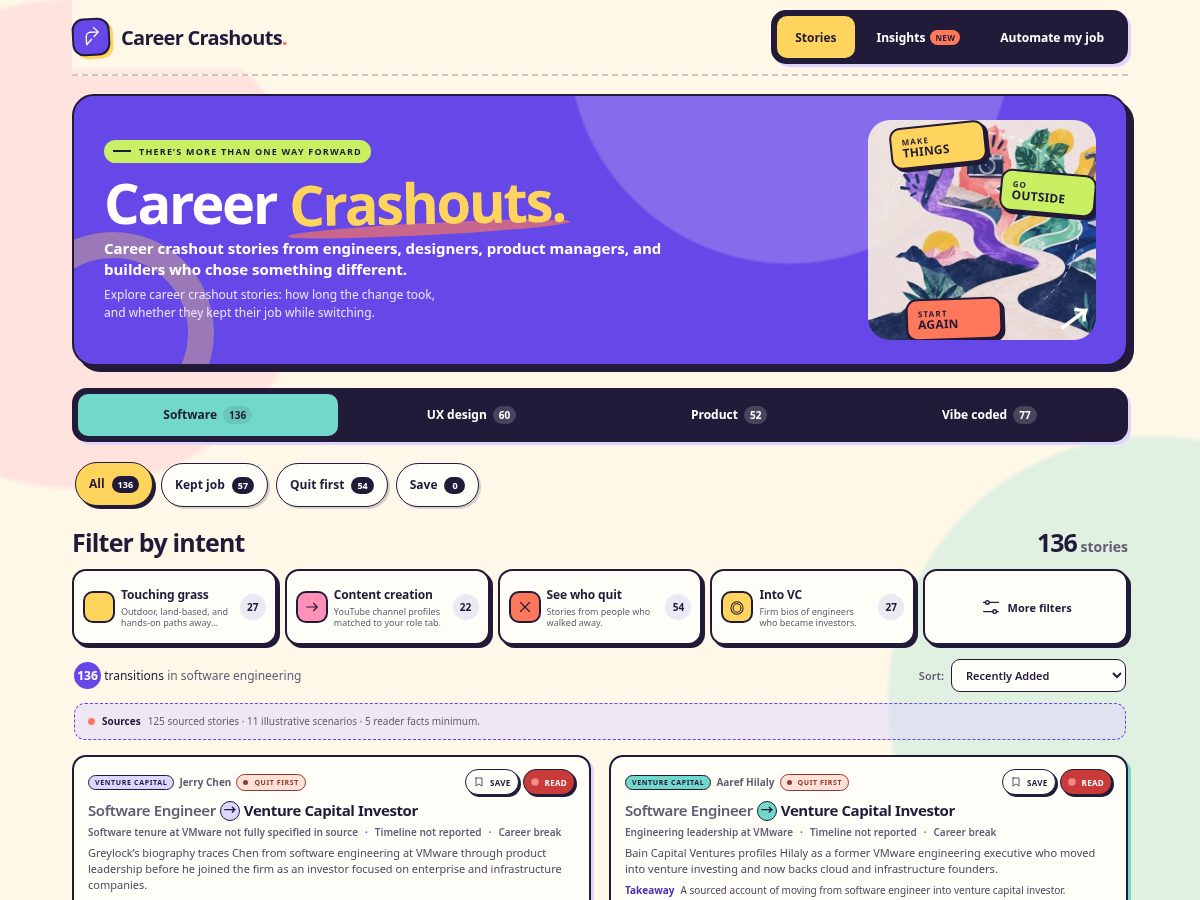 Landing-page snapshot of careercrashout.com