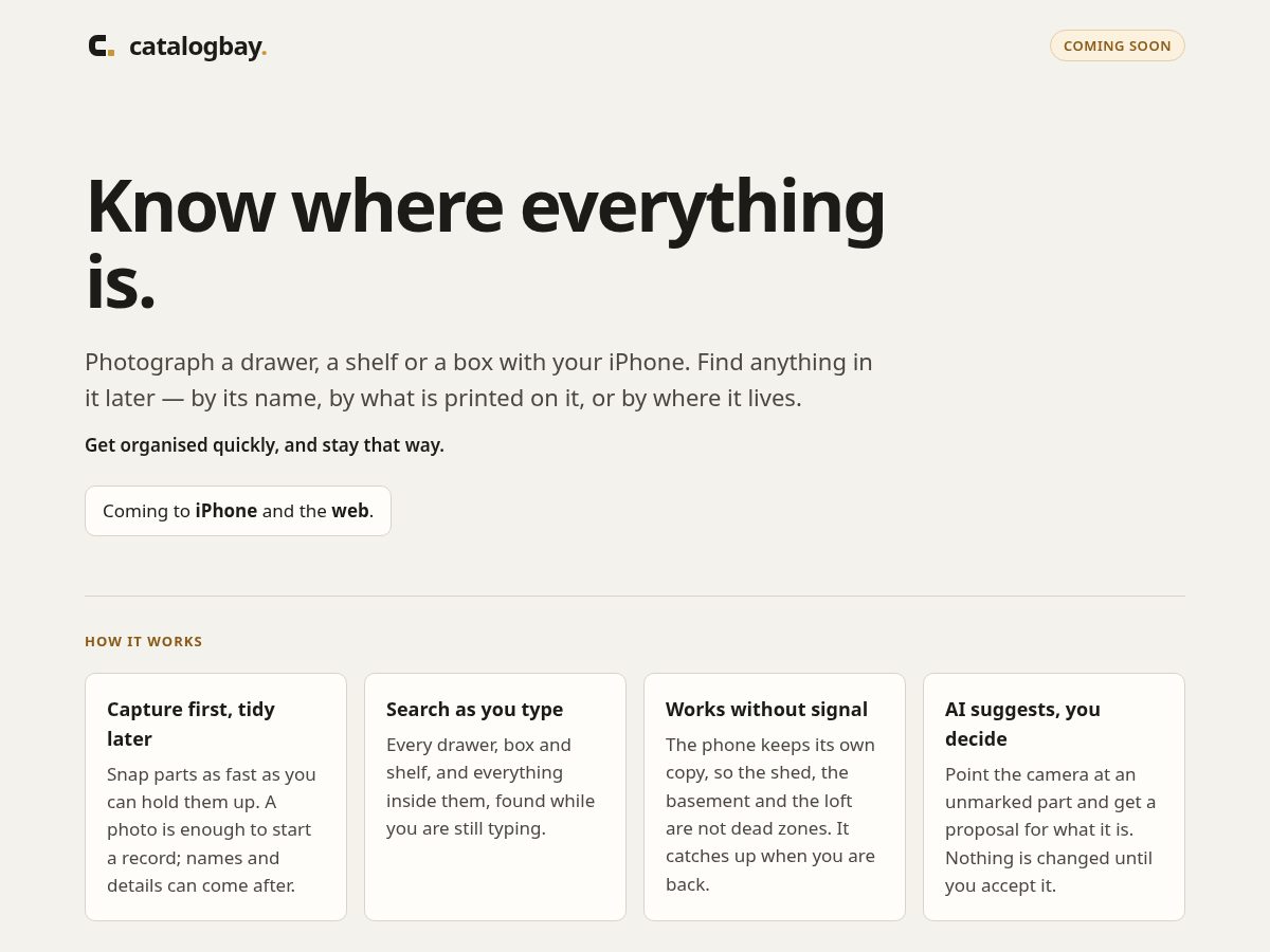 Landing-page snapshot of catalogbay.com