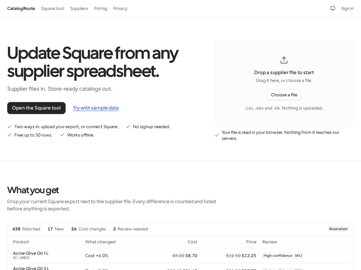 Landing-page snapshot of catalogroute.com