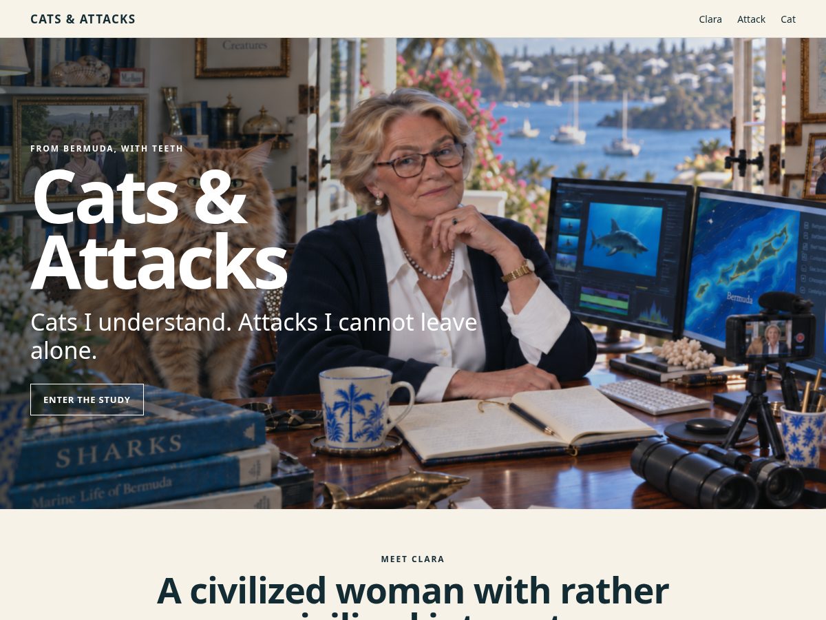 Landing-page snapshot of catsandattacks.com