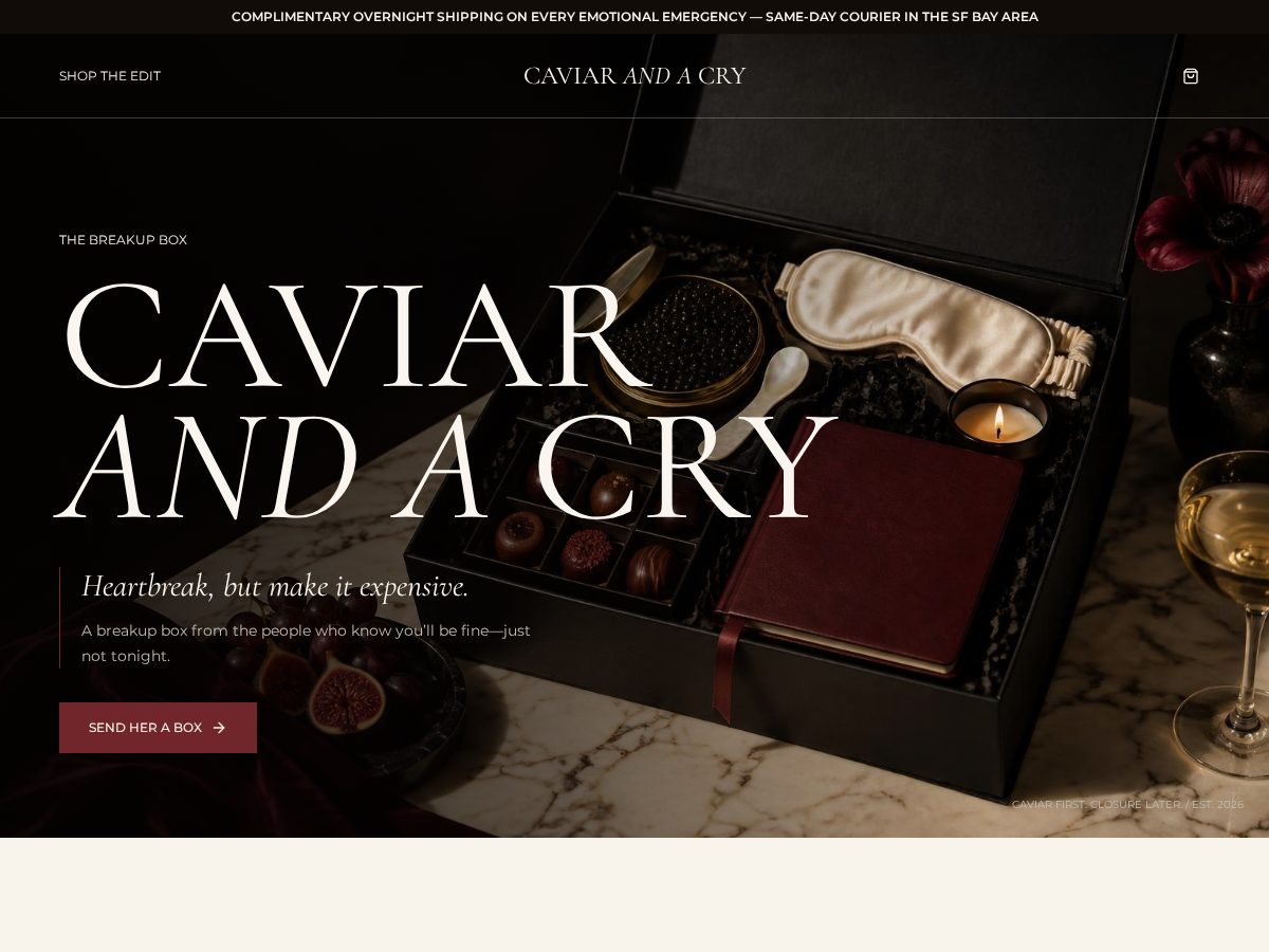 Landing-page snapshot of caviarandacry.com