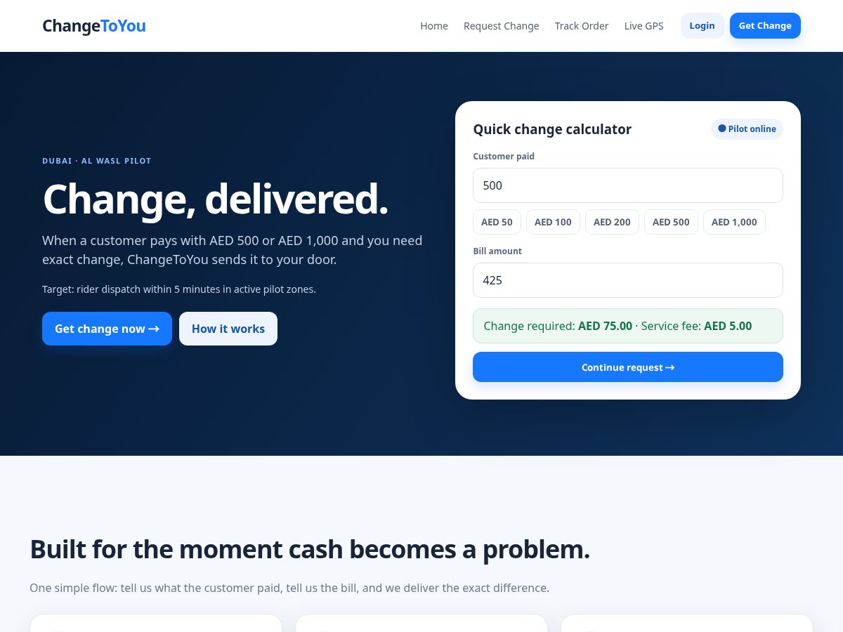 Landing-page snapshot of changetoyou.com