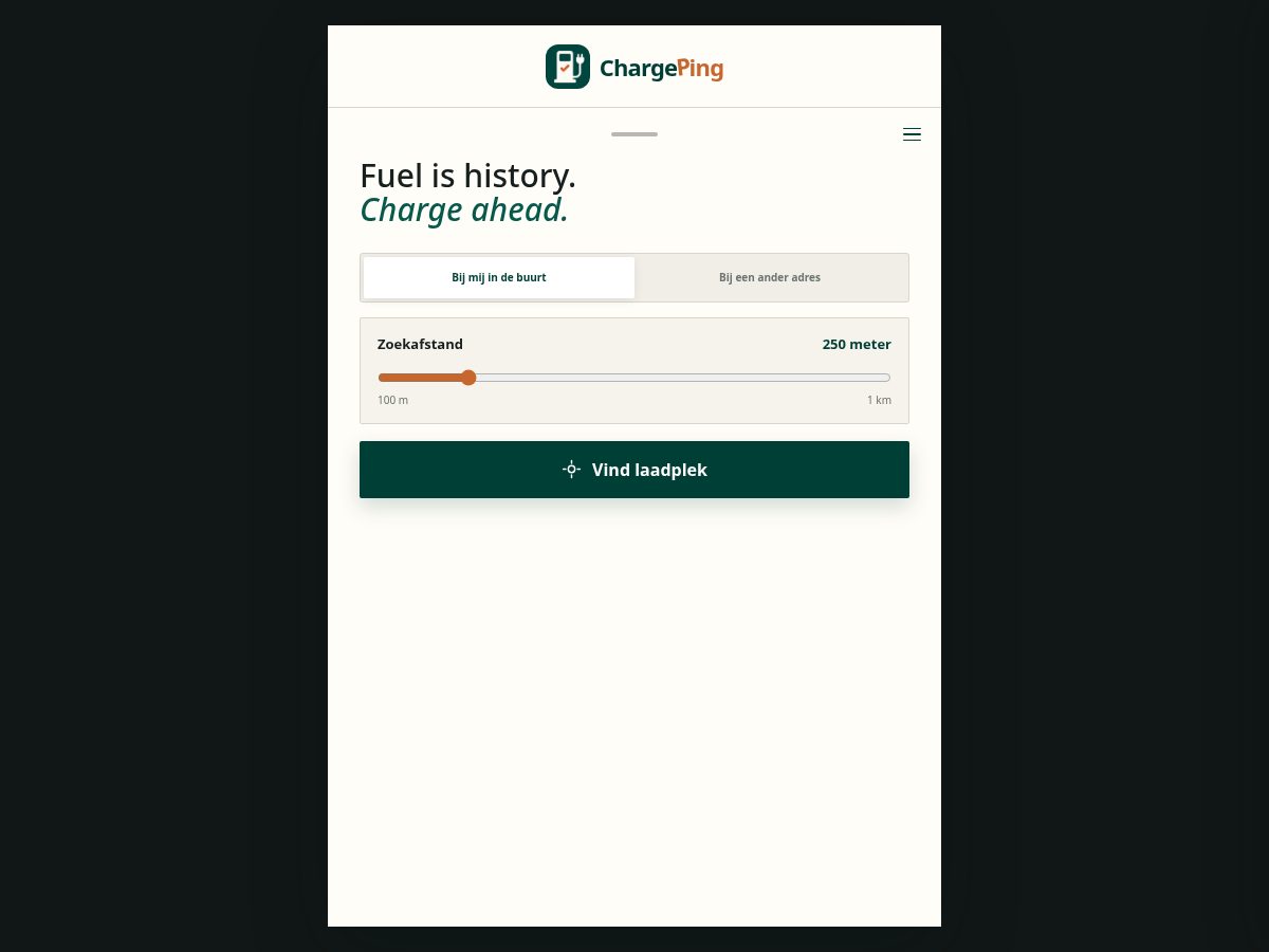 Landing-page snapshot of chargeping.com