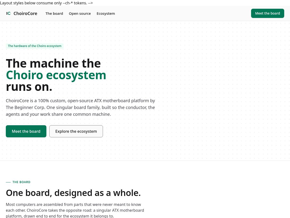Landing-page snapshot of choirocore.com