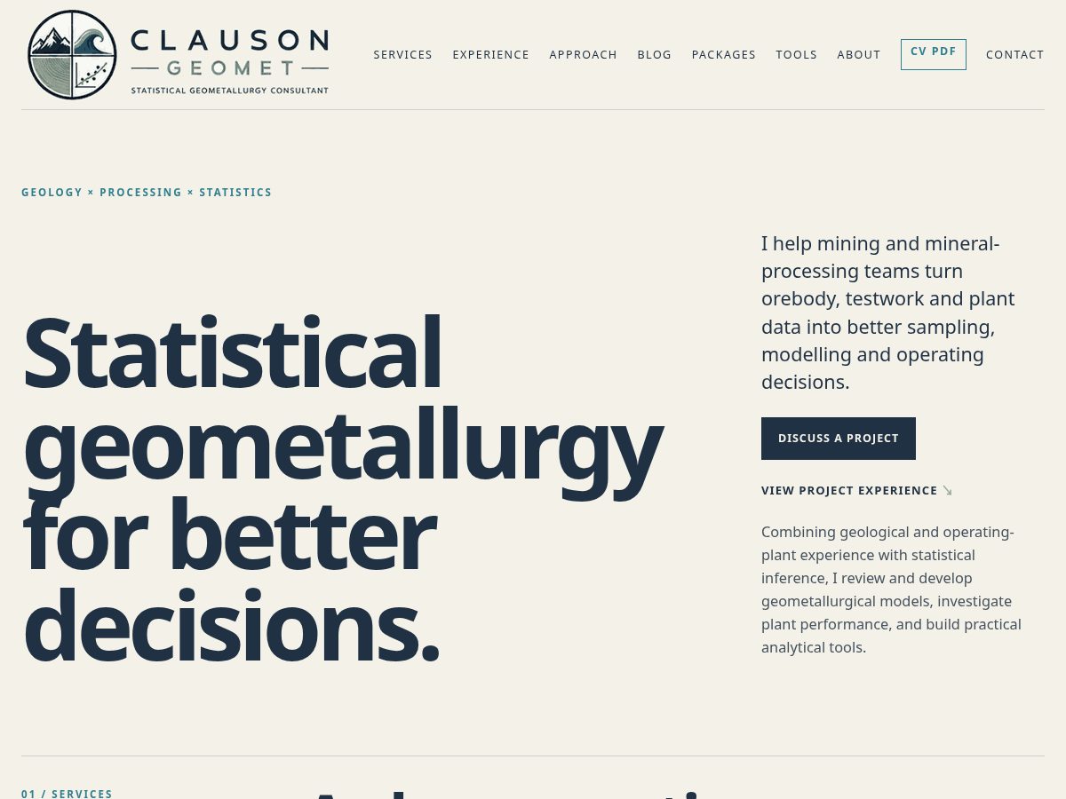 Landing-page snapshot of clausongeomet.com