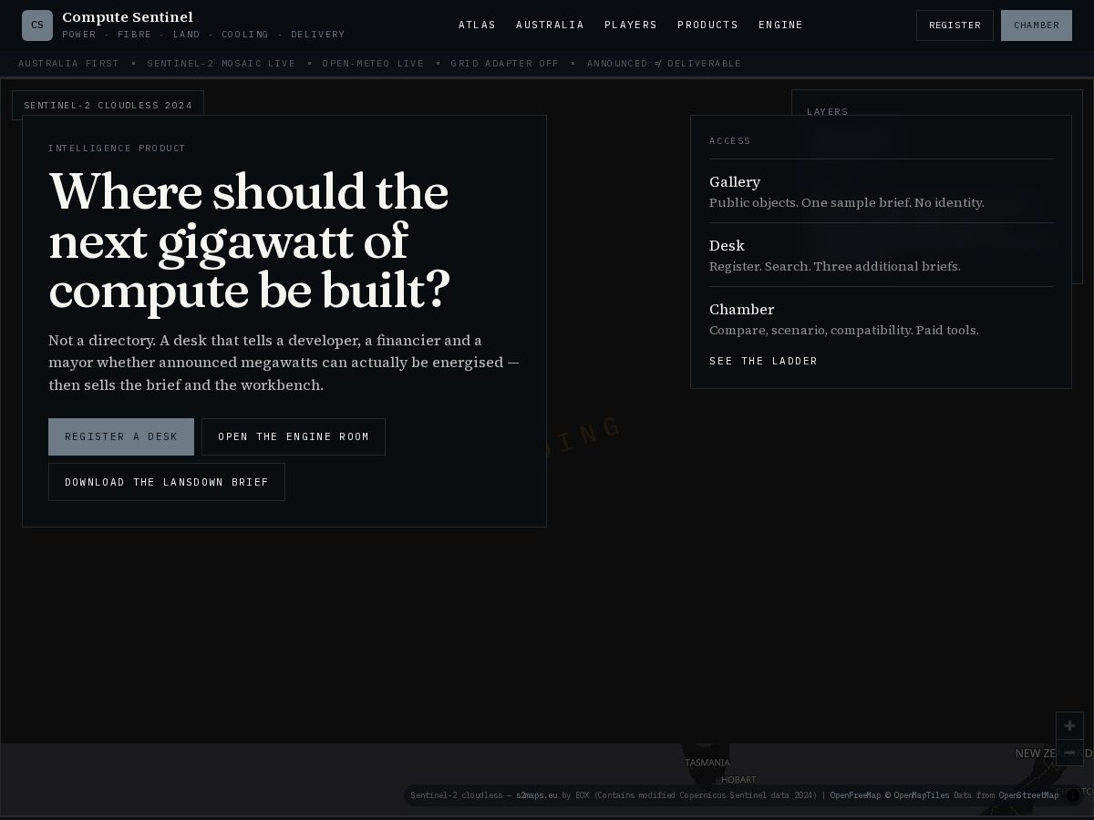Landing-page snapshot of computesentinel.net