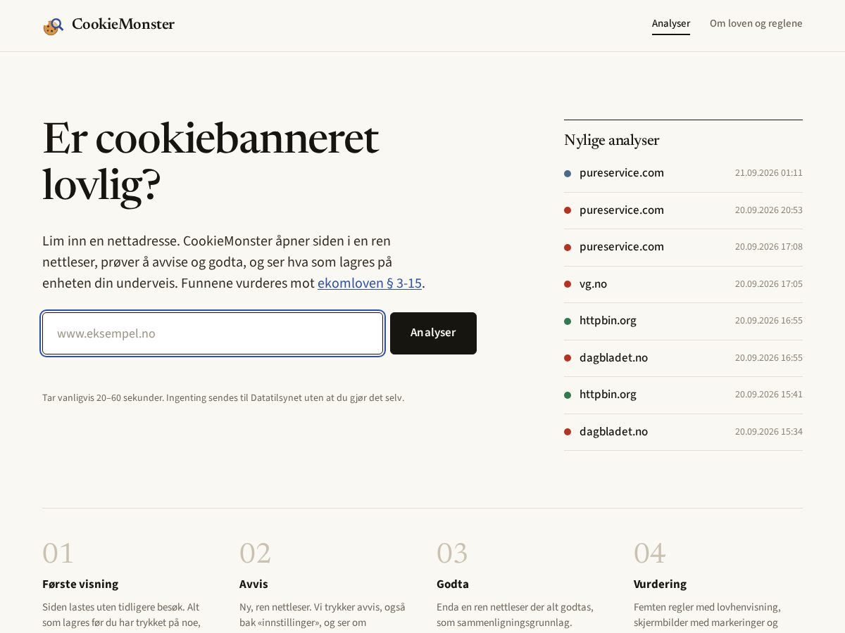 Landing-page snapshot of cookiemonster.tech