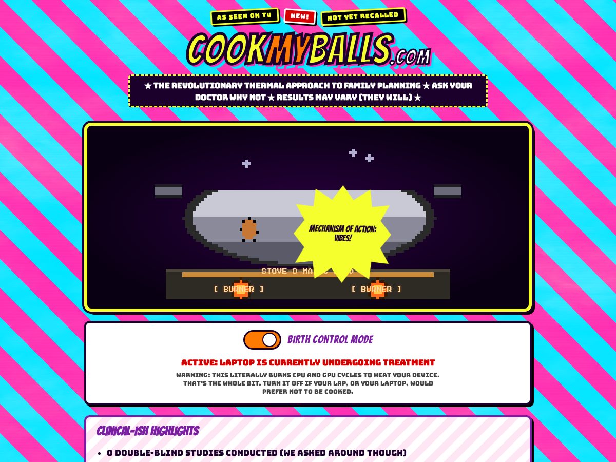 Landing-page snapshot of cookmyballs.com