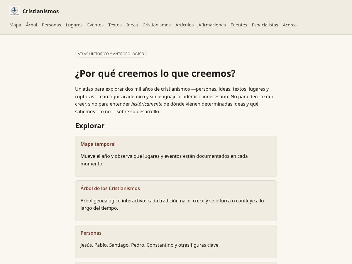 Landing-page snapshot of cristianismos.com