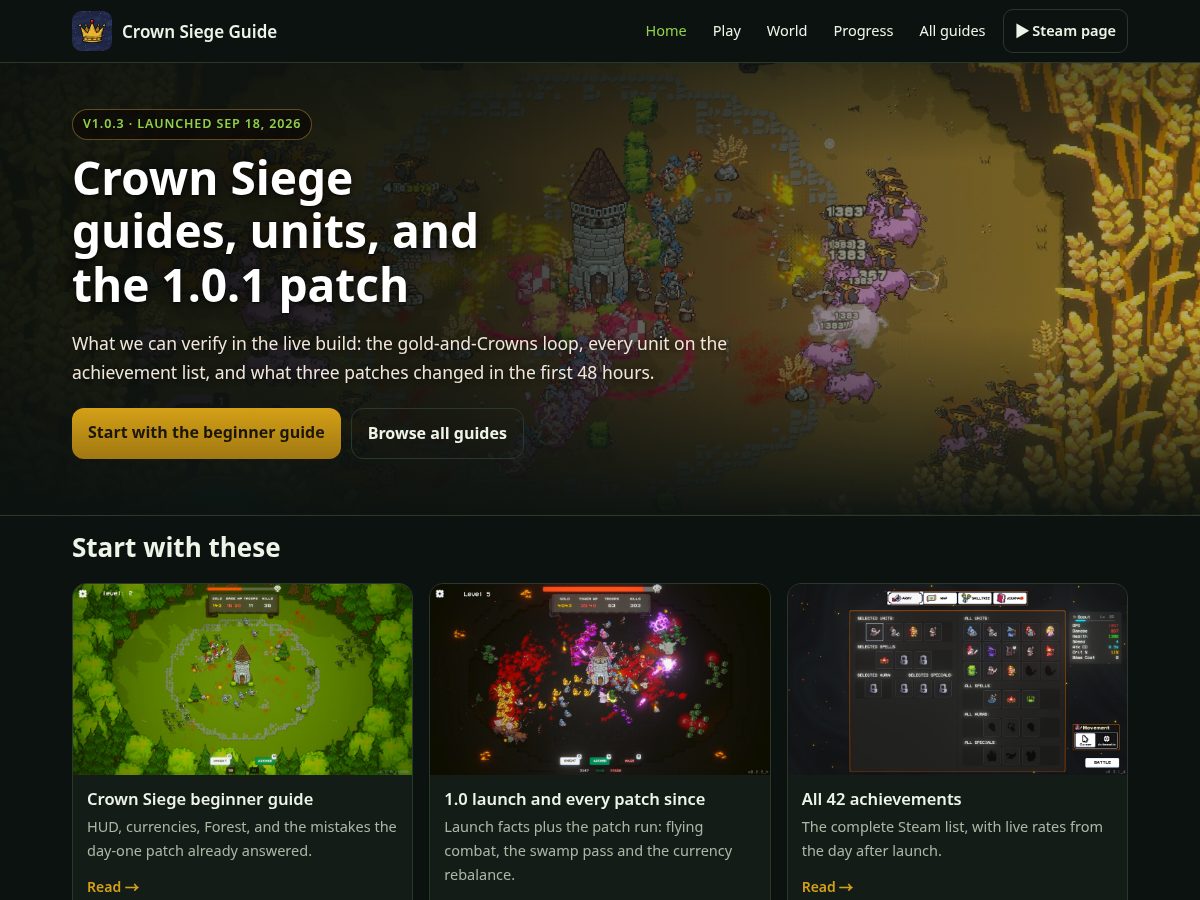 Landing-page snapshot of crownsiege.wiki