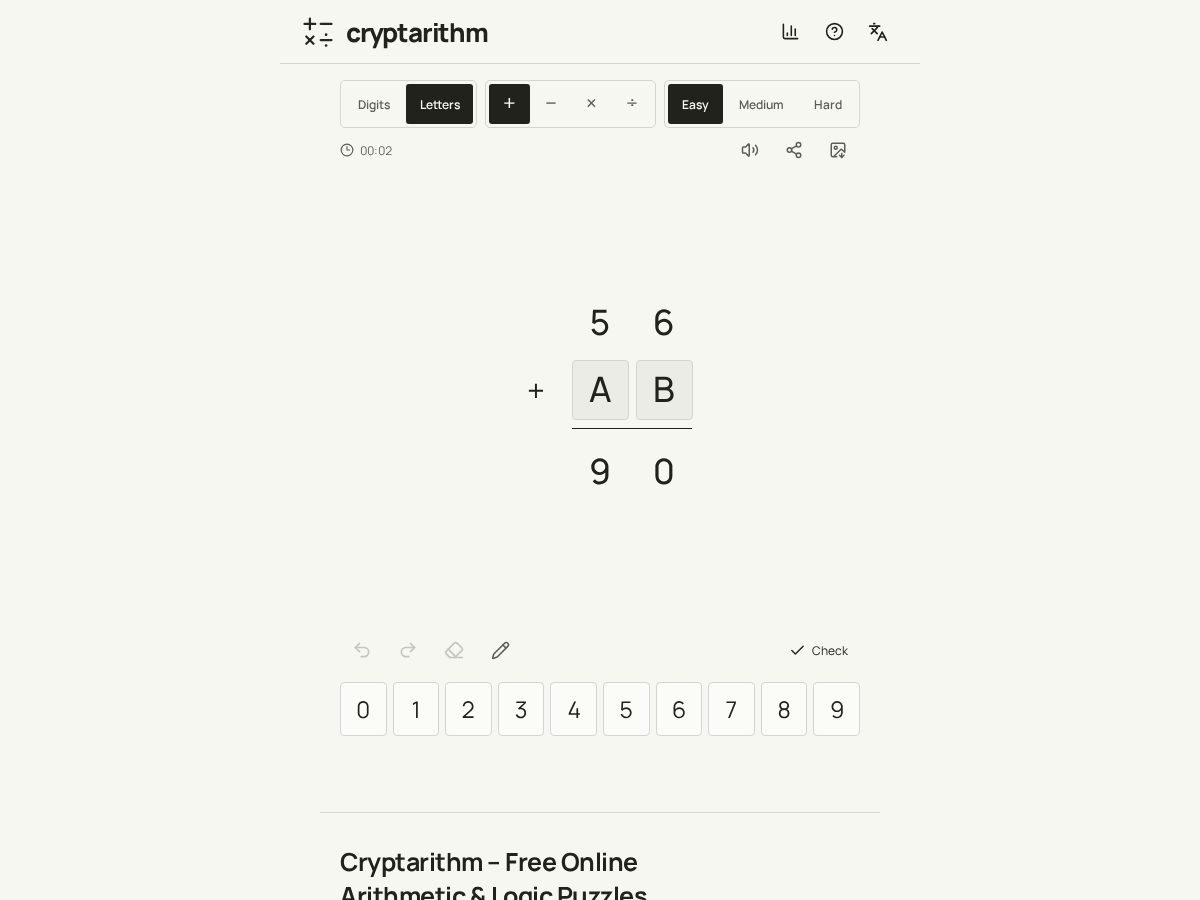 Landing-page snapshot of cryptarithm.com