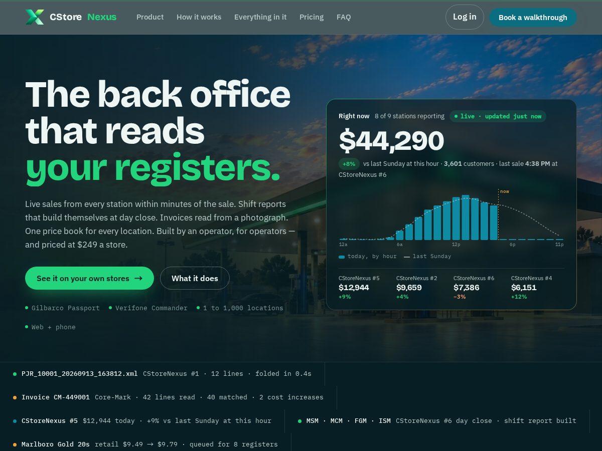 Landing-page snapshot of cstorenexus.com