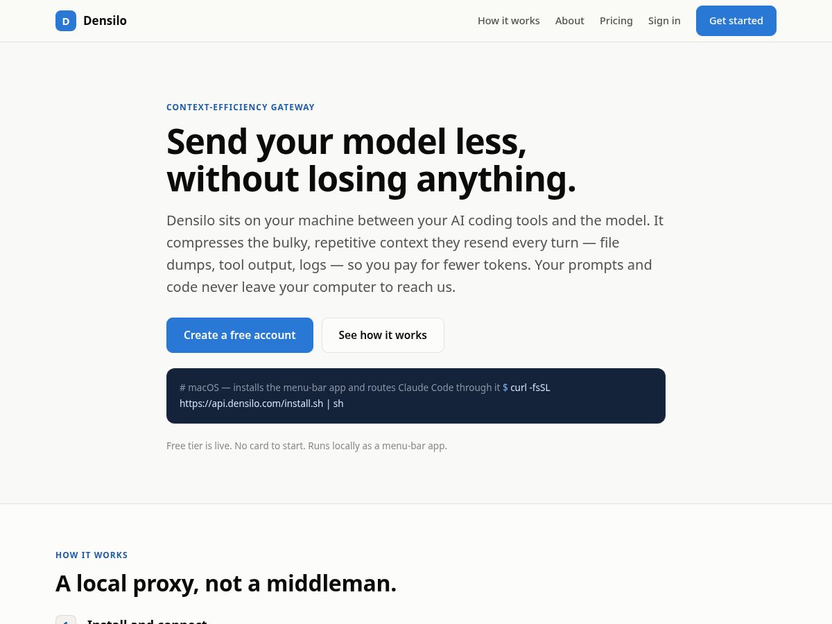 Landing-page snapshot of densilo.com