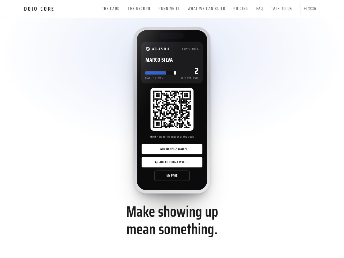 Landing-page snapshot of dojo-core.com