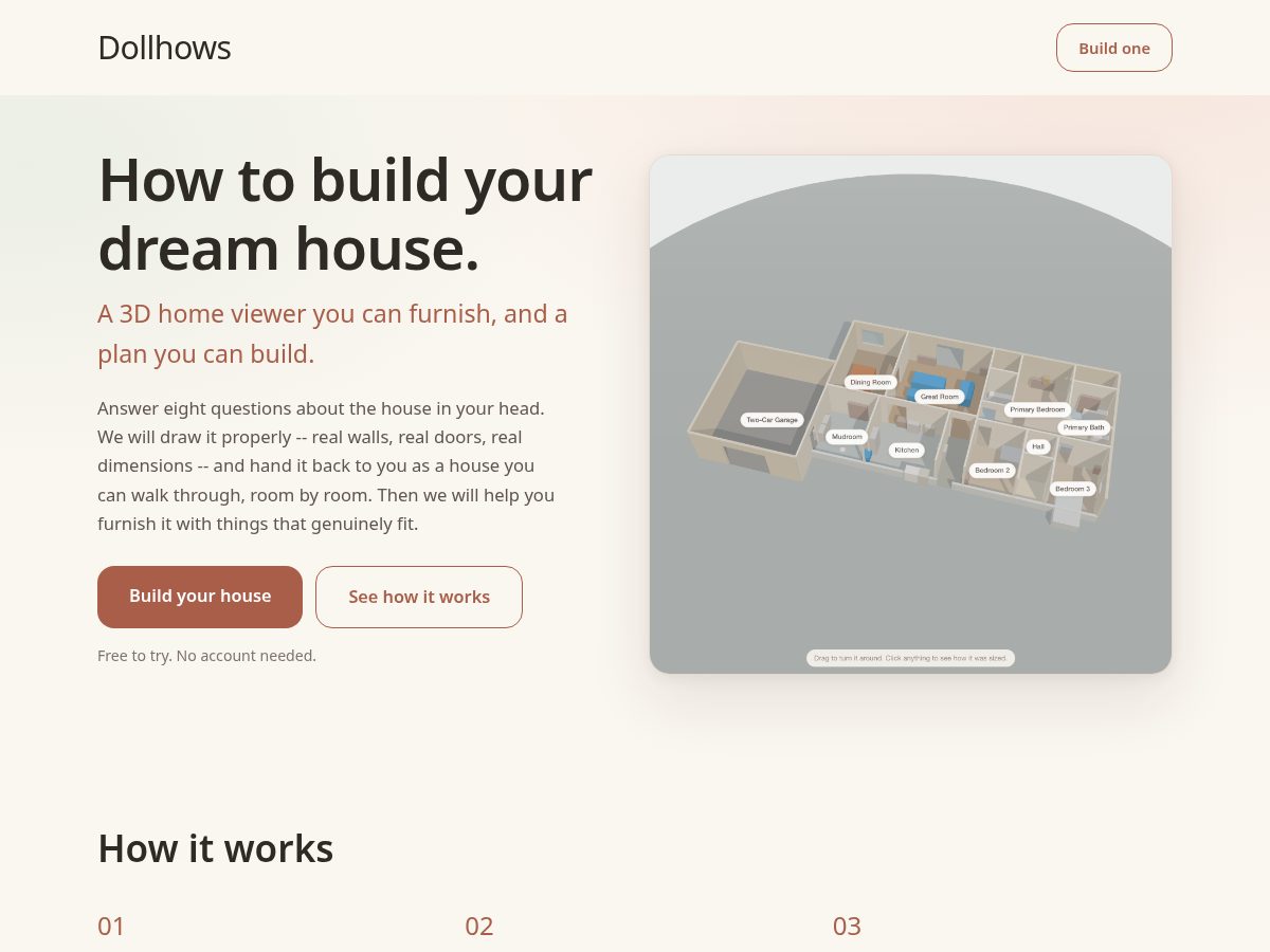Landing-page snapshot of dollhows.com