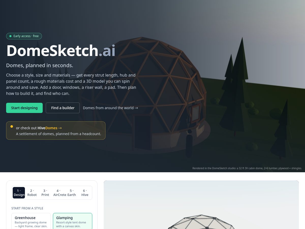 Landing-page snapshot of domesketch.com