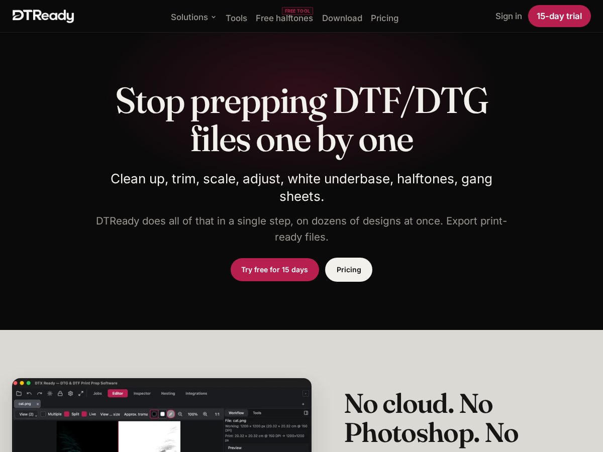 Landing-page snapshot of dtready.com