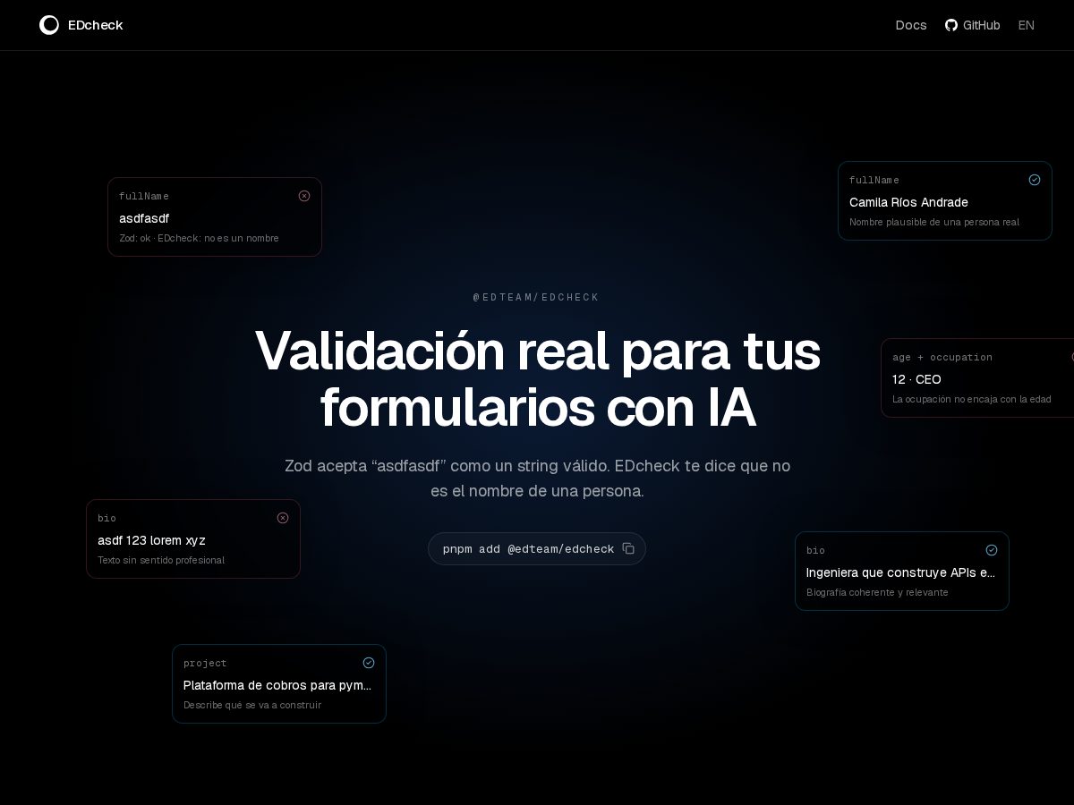 Landing-page snapshot of edcheck.dev