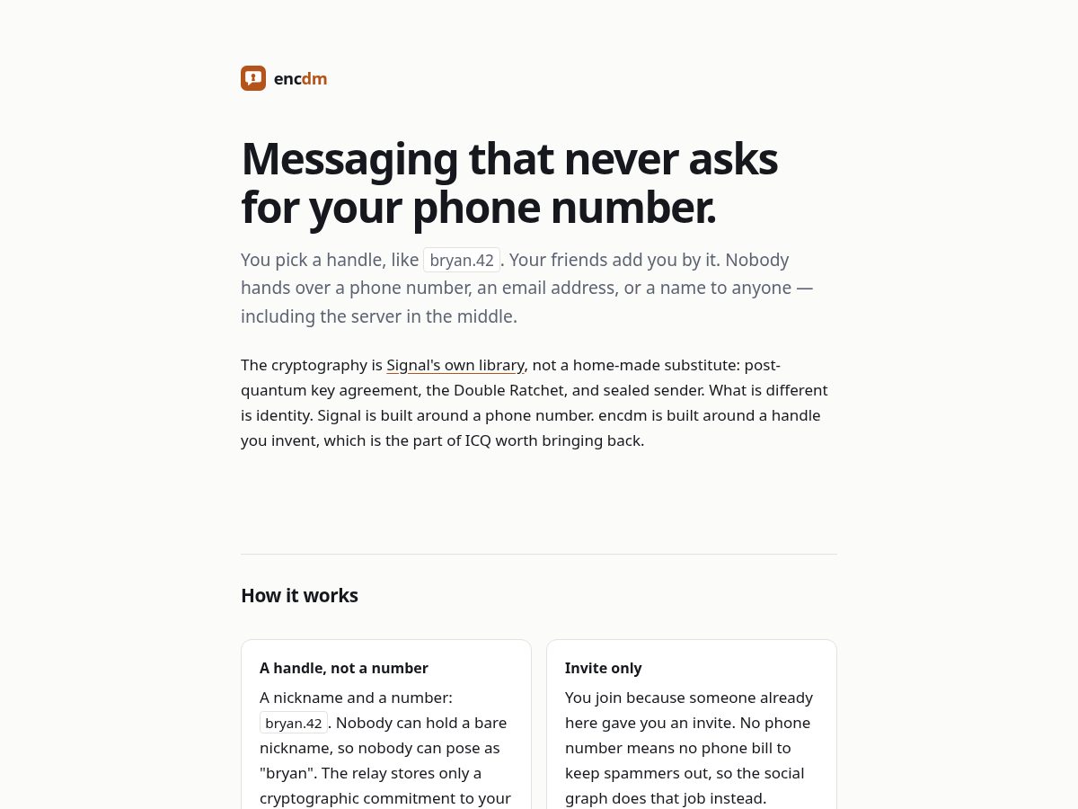 Landing-page snapshot of encdm.com